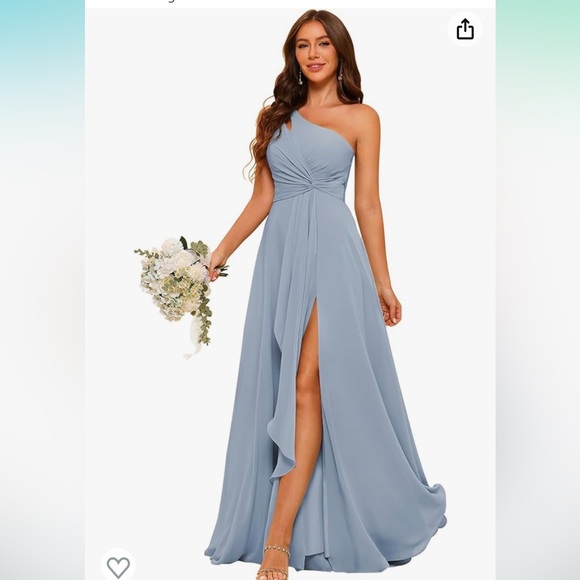 Amazon Raseal Chiffon One Shoulder Bridesmaid Dress with Pleated Bodice - Picture 1 of 2